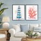 Stupell Industries Beach Umbrella & Coral Branch 2pc Framed Giclee Set, design by Matthew Piotrowicz